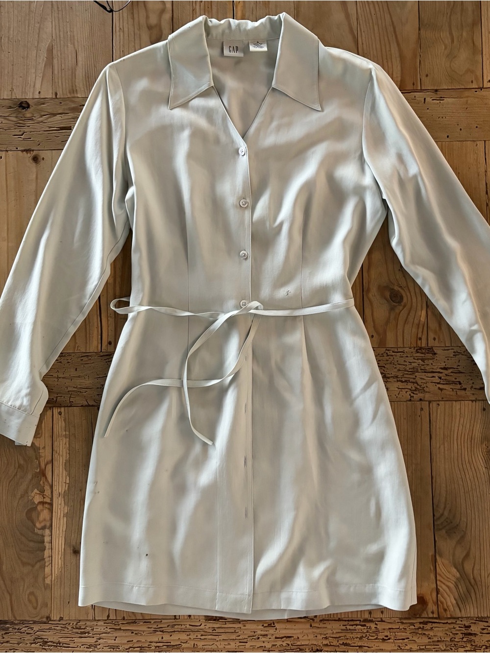GAP Vintage 1995 Silk Button-Front Shirt Dress with Self-Tie Waist